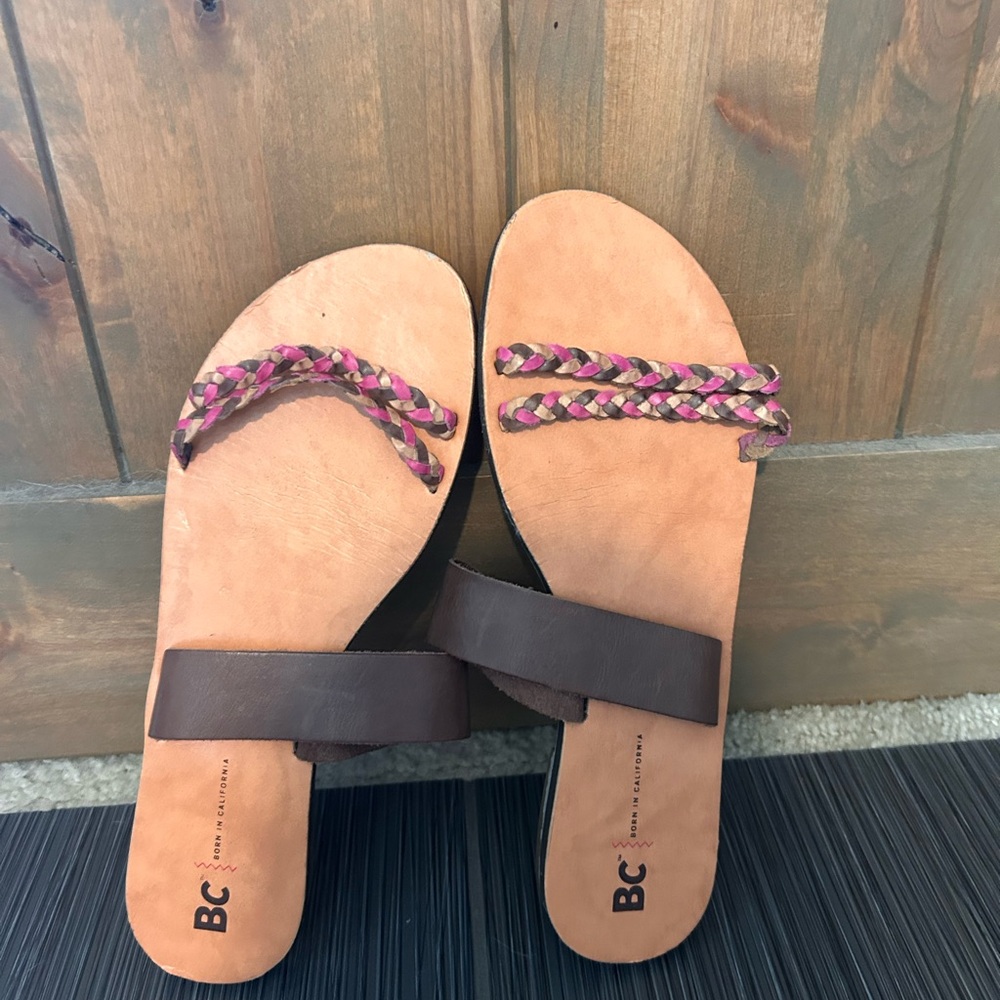 BC Brown and Pink Sandals with Minimalist Design